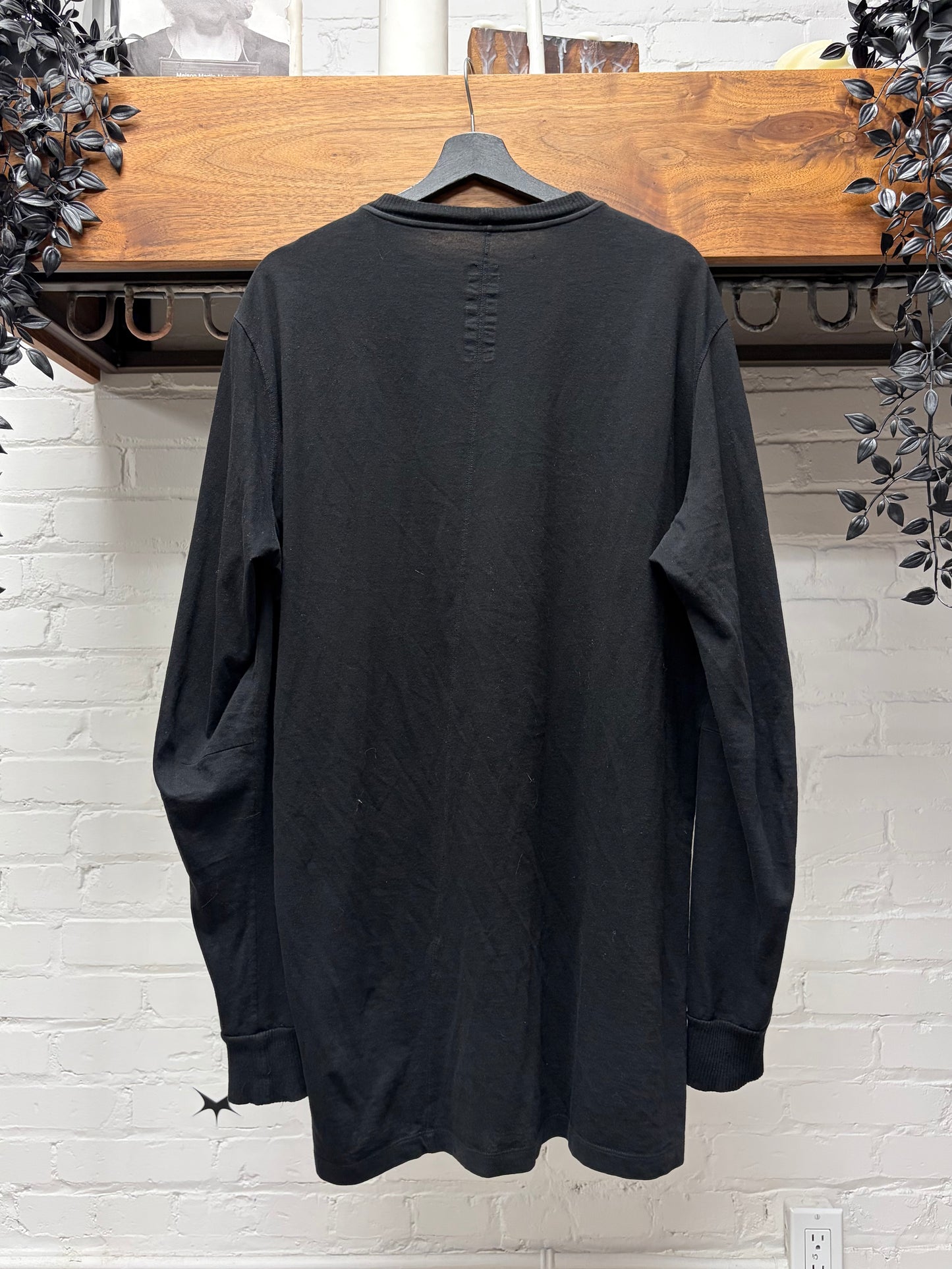SS2016 Rick Owens ‘Cyclops’ Black Level Cotton Long Sleeve Shirt