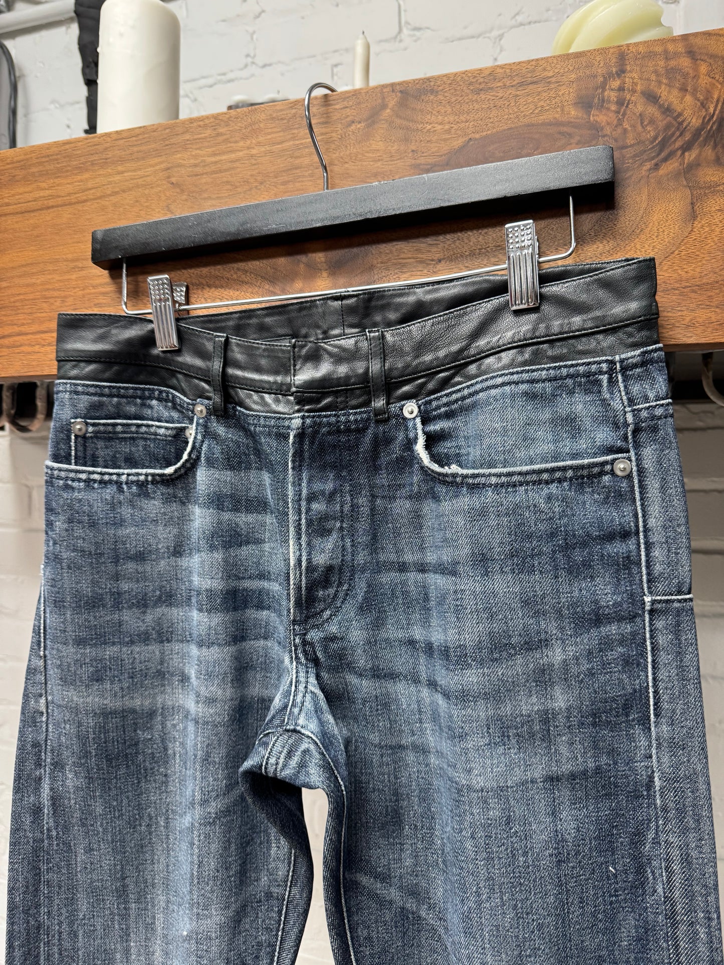 Dior Homme ‘Cummerbund’ Leather Waist Black/Raw Blue Denim