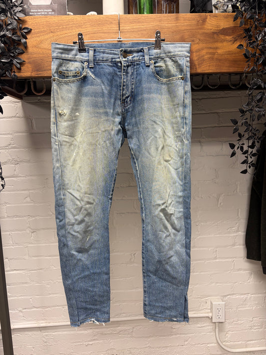 2015 Saint Laurent ‘D02’ Washed Blue Skinny Jeans