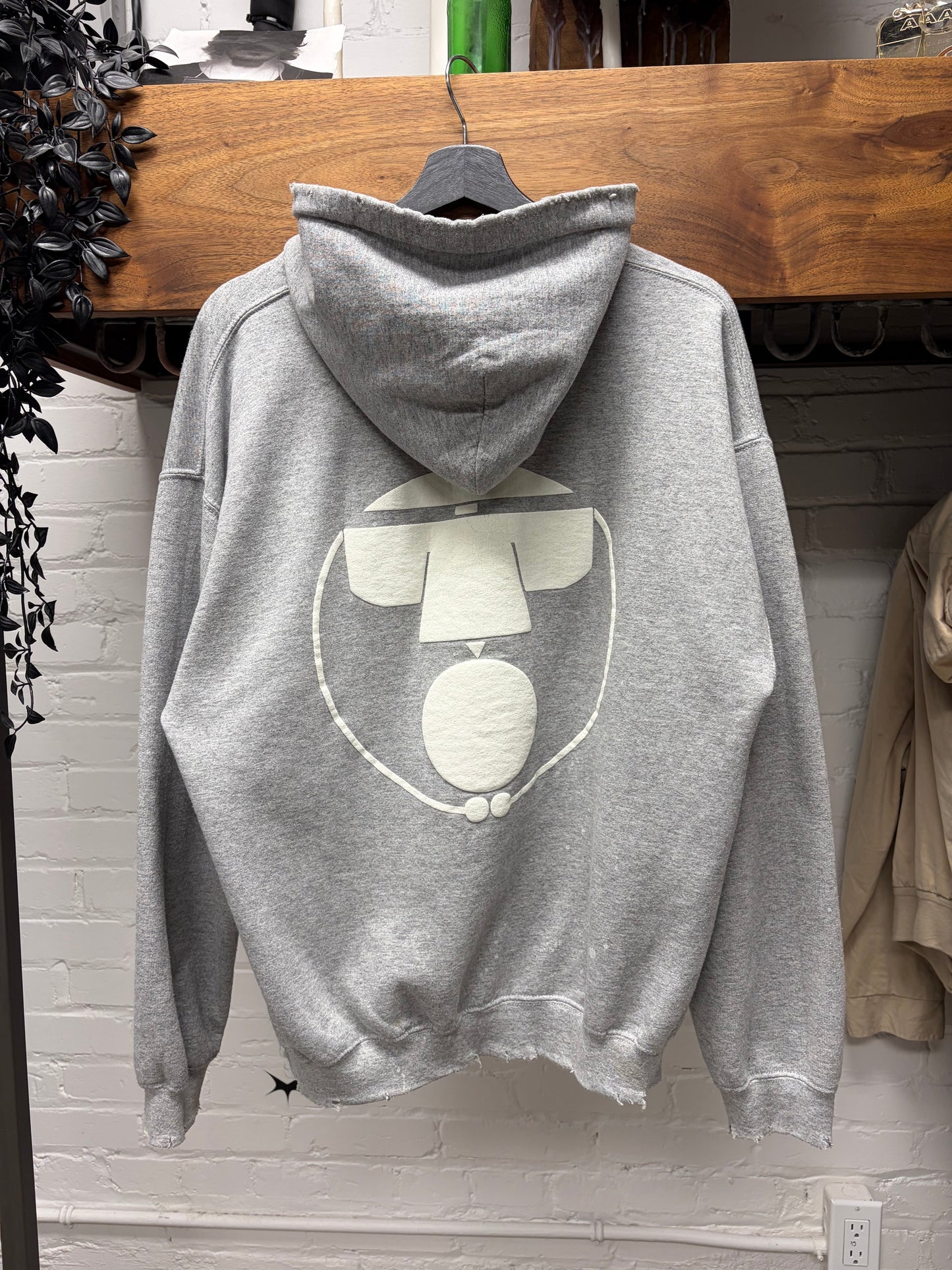 Sasquatchfabrix Distressed Grey Cotton Pullover Hoodie