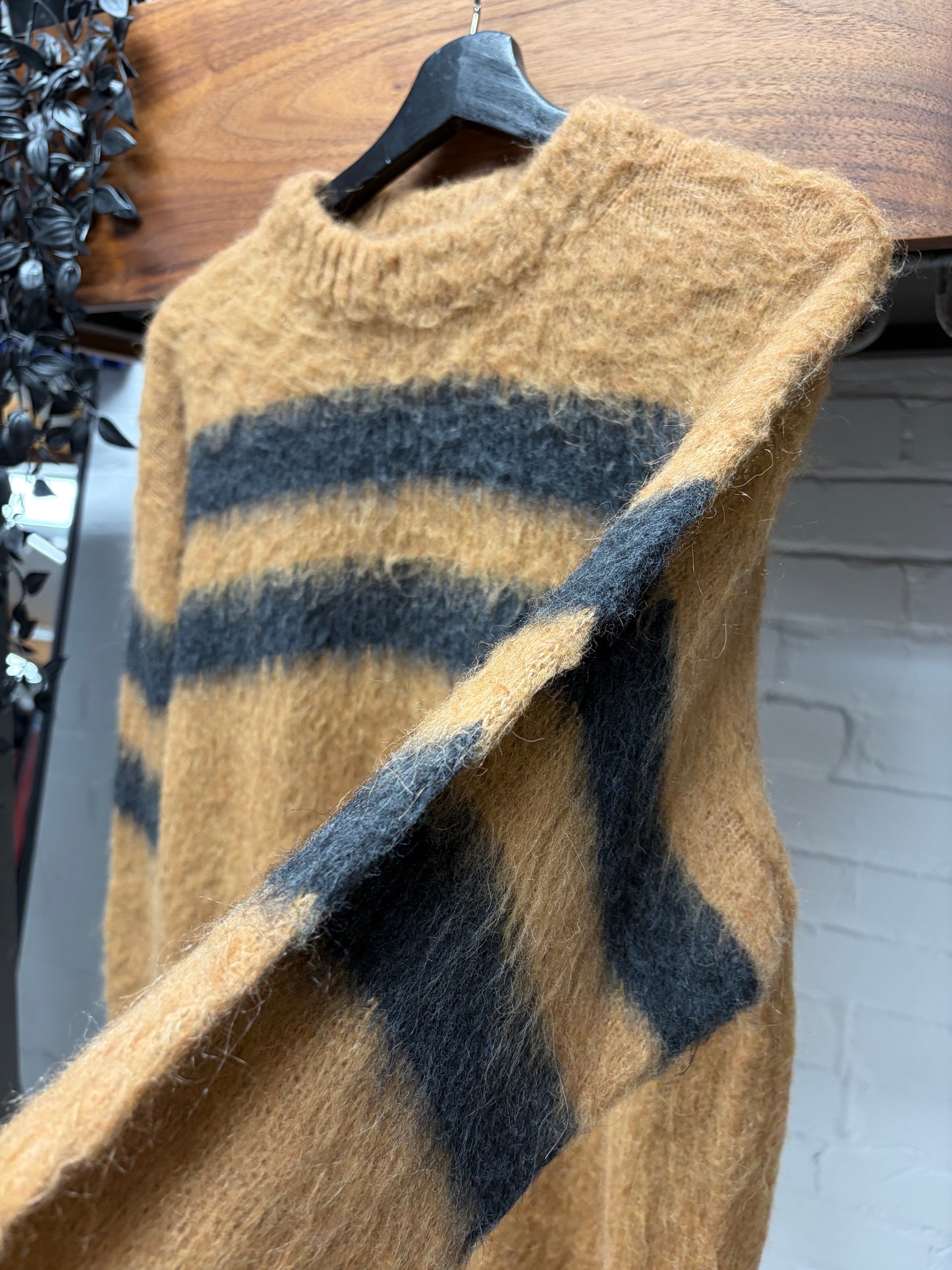 Acne Studios Mohair/Wool Brown Striped Knit Sweater