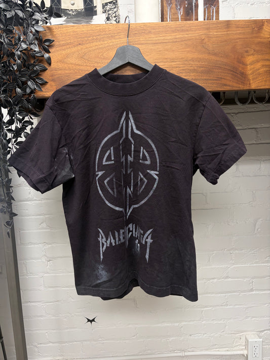 SS2024 Balenciaga ‘D.I.Y. Metal Logo’ Distressed Black Graphic T-Shirt