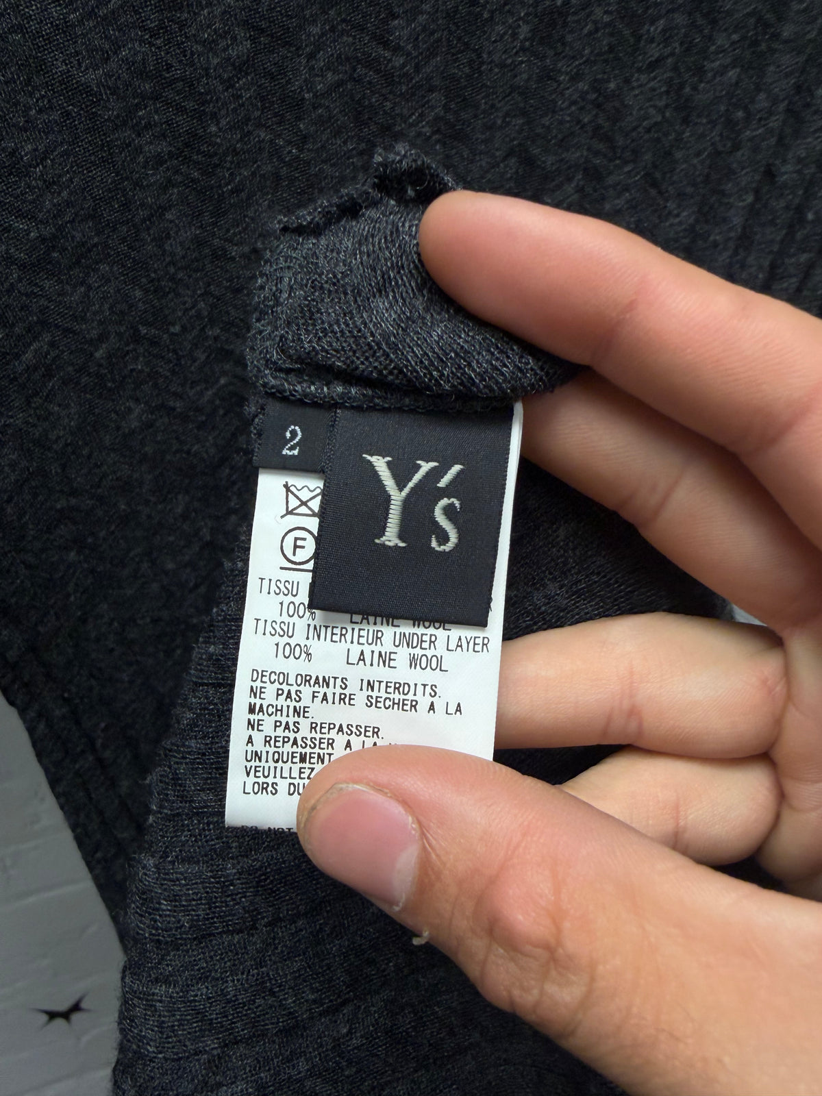 Yohji Yamamoto ‘Y’s’ Ribbed Grey Stretch Fit Wool Knit Sweater