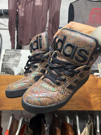 2013 Jeremy Scott x Adidas ‘Instinct’ Python Print Leather High Top Sneakers