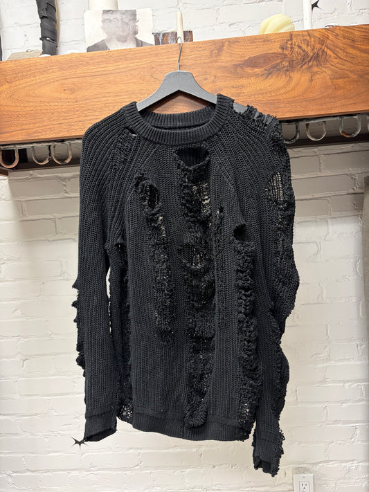 2022 Maison Margiela Loose Gauge Black Knit Sweater