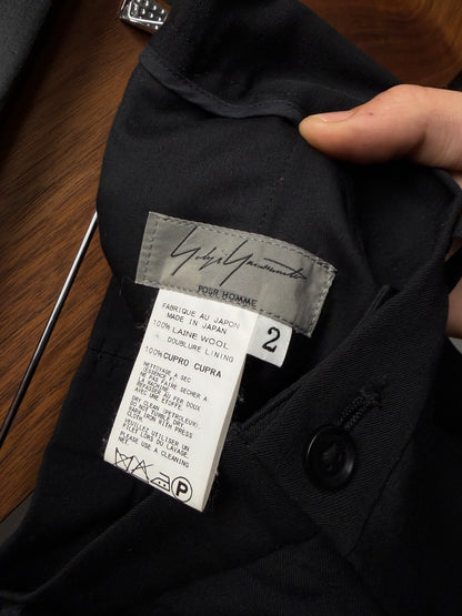 Yohji Yamamoto Pour Homme ‘Bondage Strap’ Black Zip-Closure Trousers