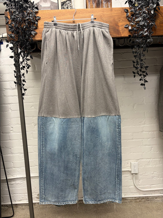 SS2023 Balenciaga Hybrid ‘Patched’ Wide Leg Denim/Sweatpants
