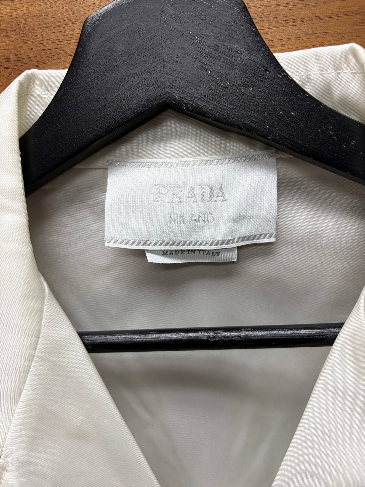 Prada Re-Nylon White Camp Collar Button Up Shirt