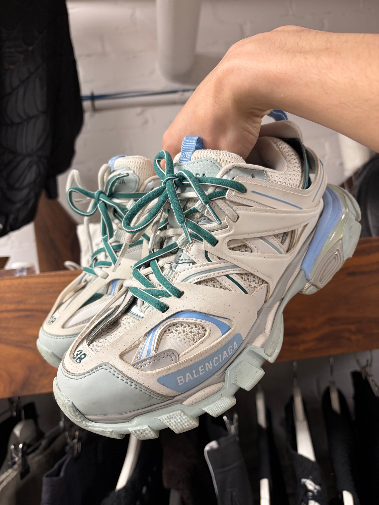 Balenciaga ‘Track Runner’ White/Blue Low Top Sneakers
