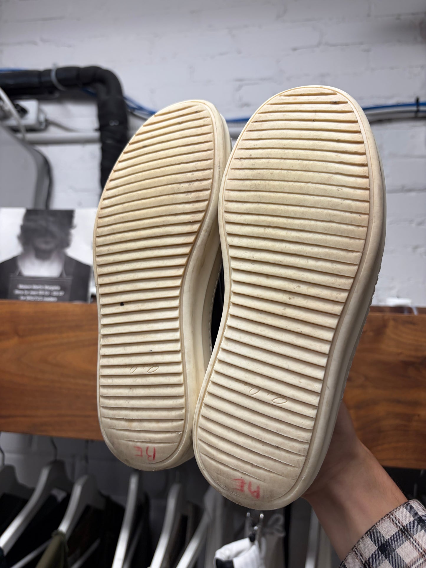 Rick Owens Black Leather Slip On Low Top Sneakers