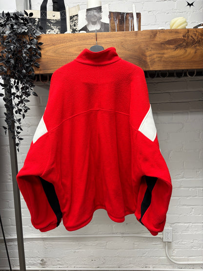2021 Balenciaga ‘Sporty-B’ Oversized Red Cozy Zip-Up Fleece