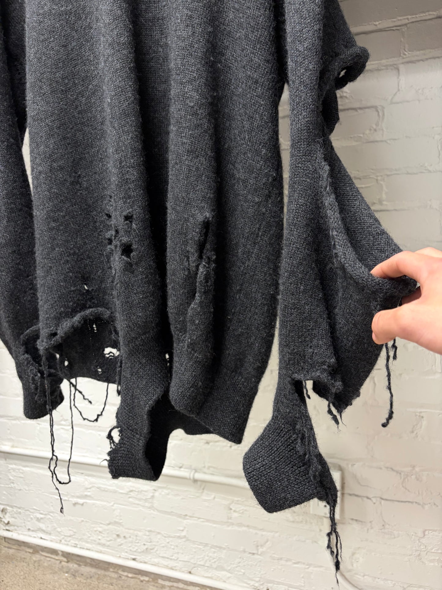 AW2021 Balenciaga ‘Destroyed’ Thrash Distressed Grey Knit Sweater