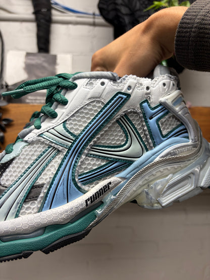 Balenciaga ‘Runner’ White/Teal Blue Low Top Sneakers