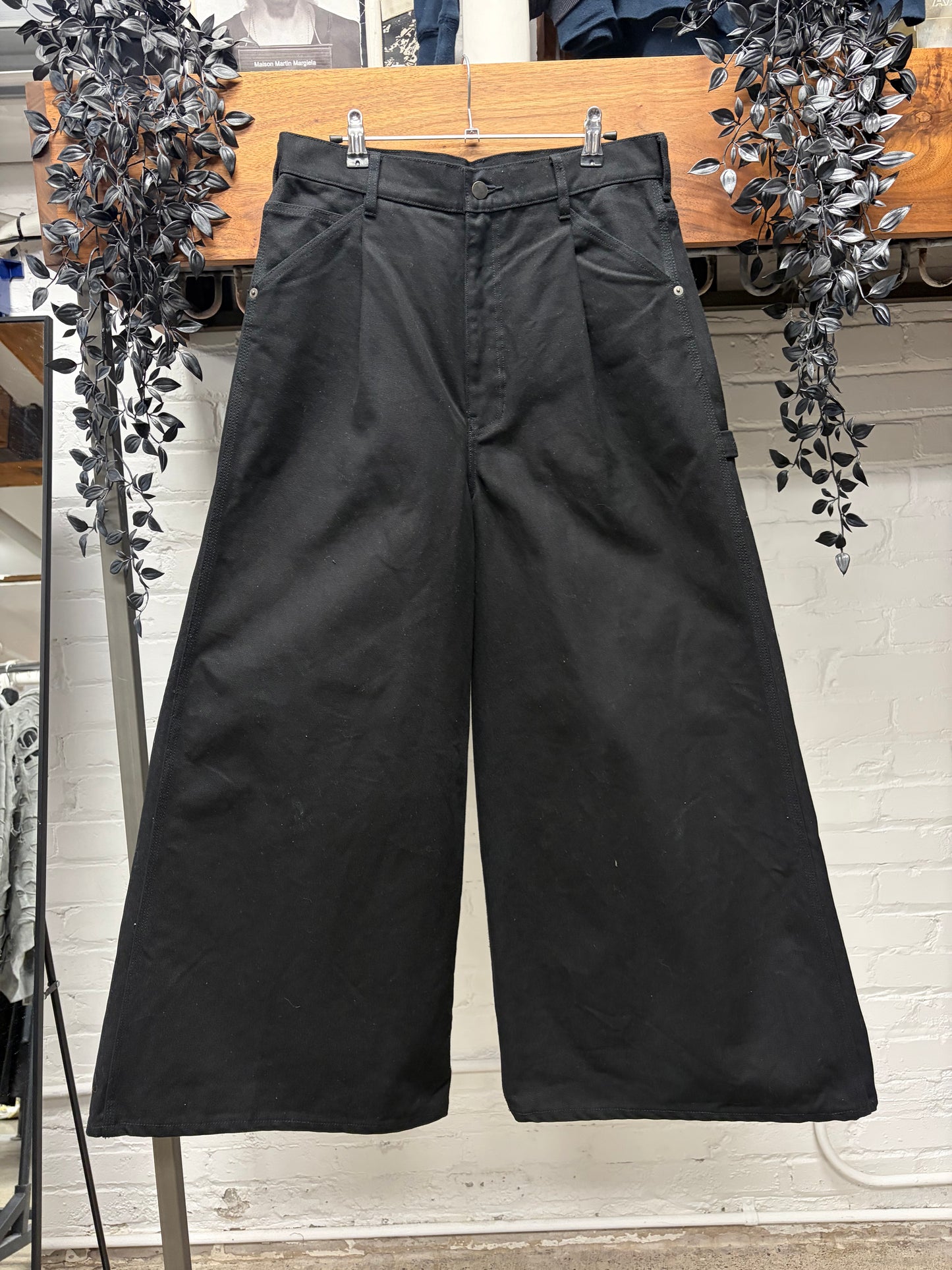 Ganryu by Comme Des Garçons Wide Leg Black Heavyweight Zipper-Back Denim