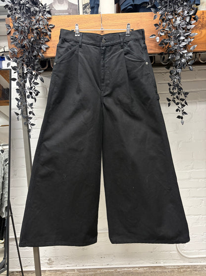 Ganryu by Comme Des Garçons Wide Leg Black Heavyweight Zipper-Back Denim