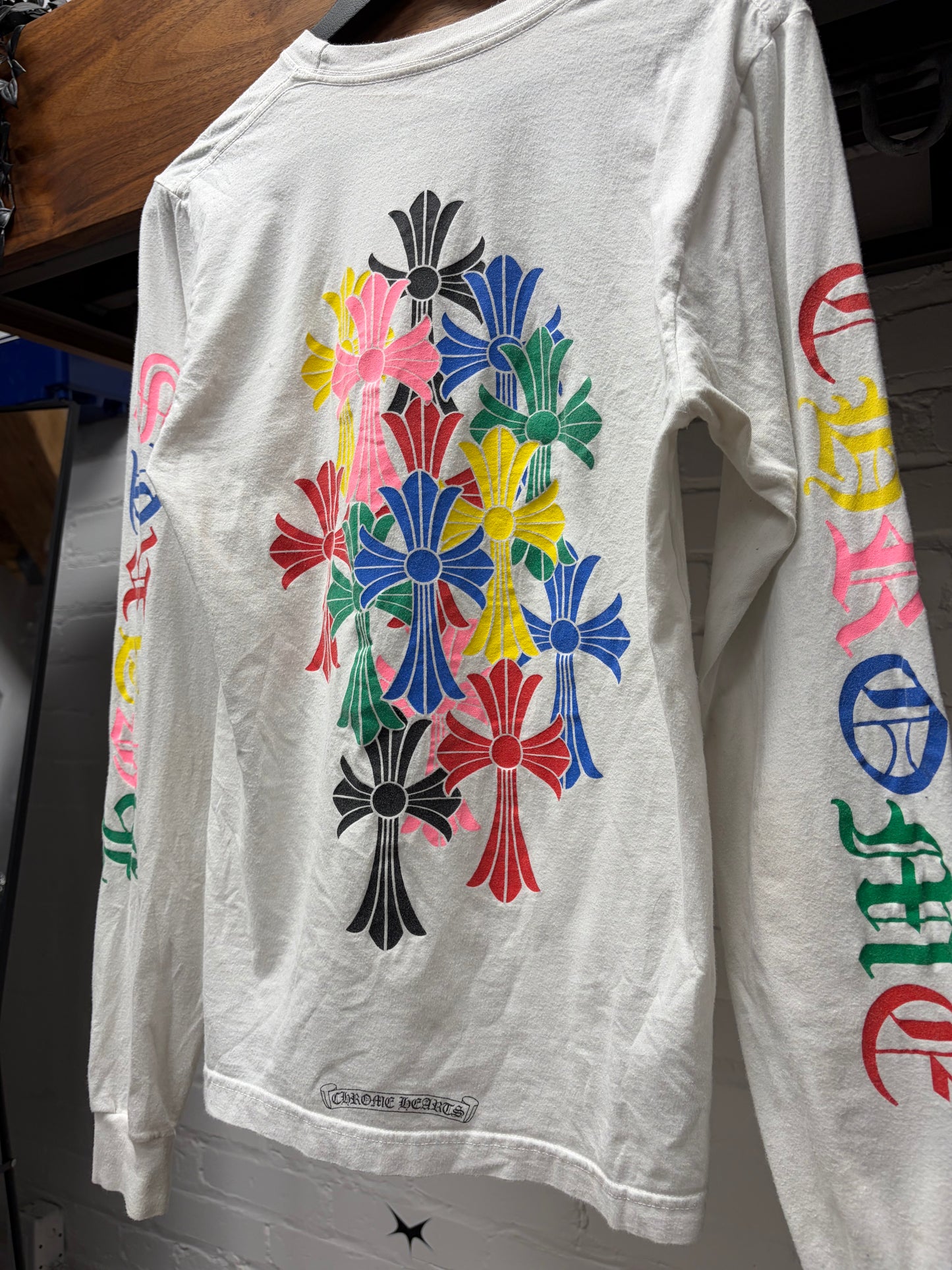 Chrome Hearts Multi-Coloured Cross ‘Cemetery’ Flooded White Long Sleeve Shirt