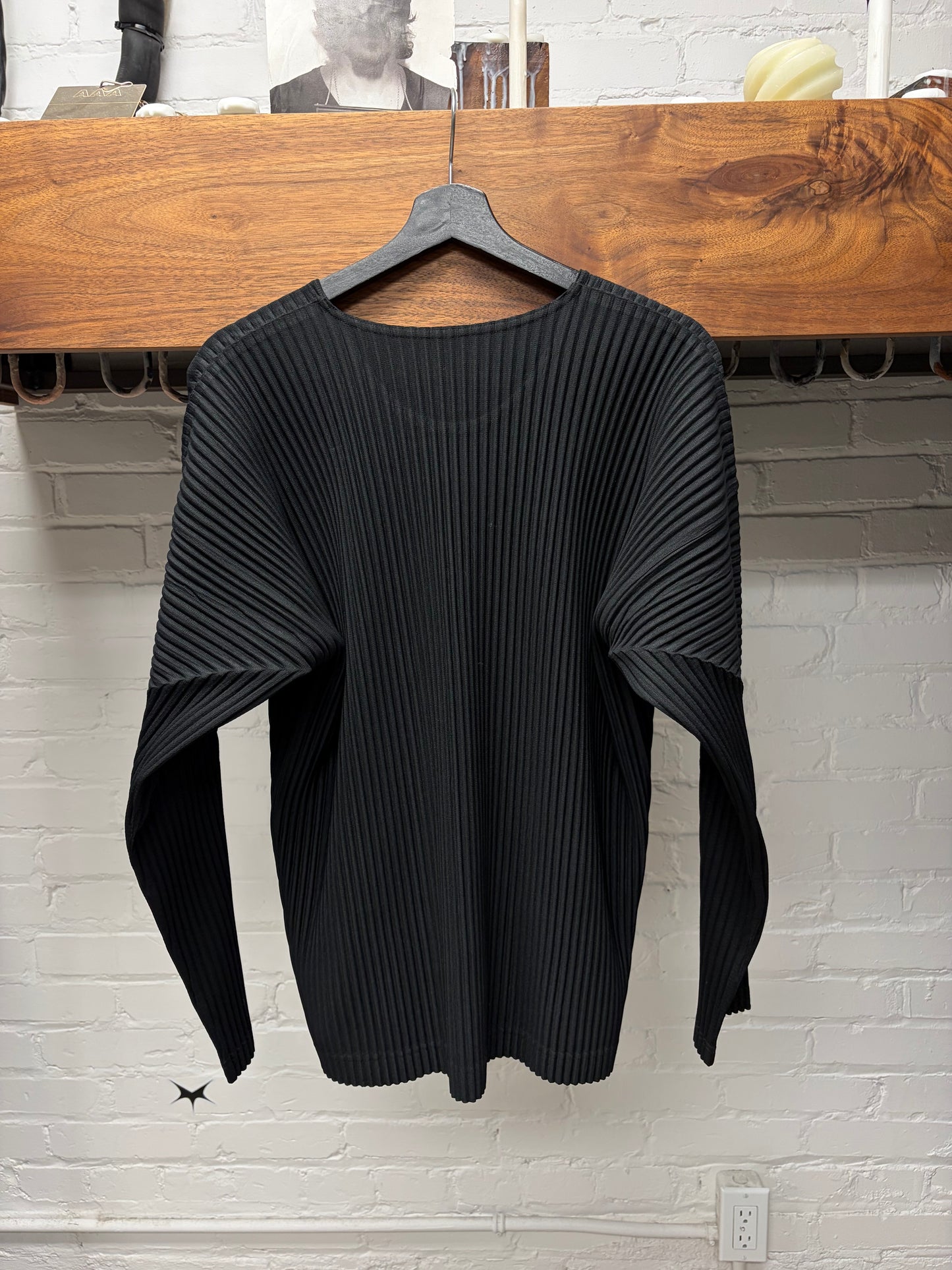 Issey Miyake ‘Homme Plisse’ Pleated Black Long Sleeve Shirt