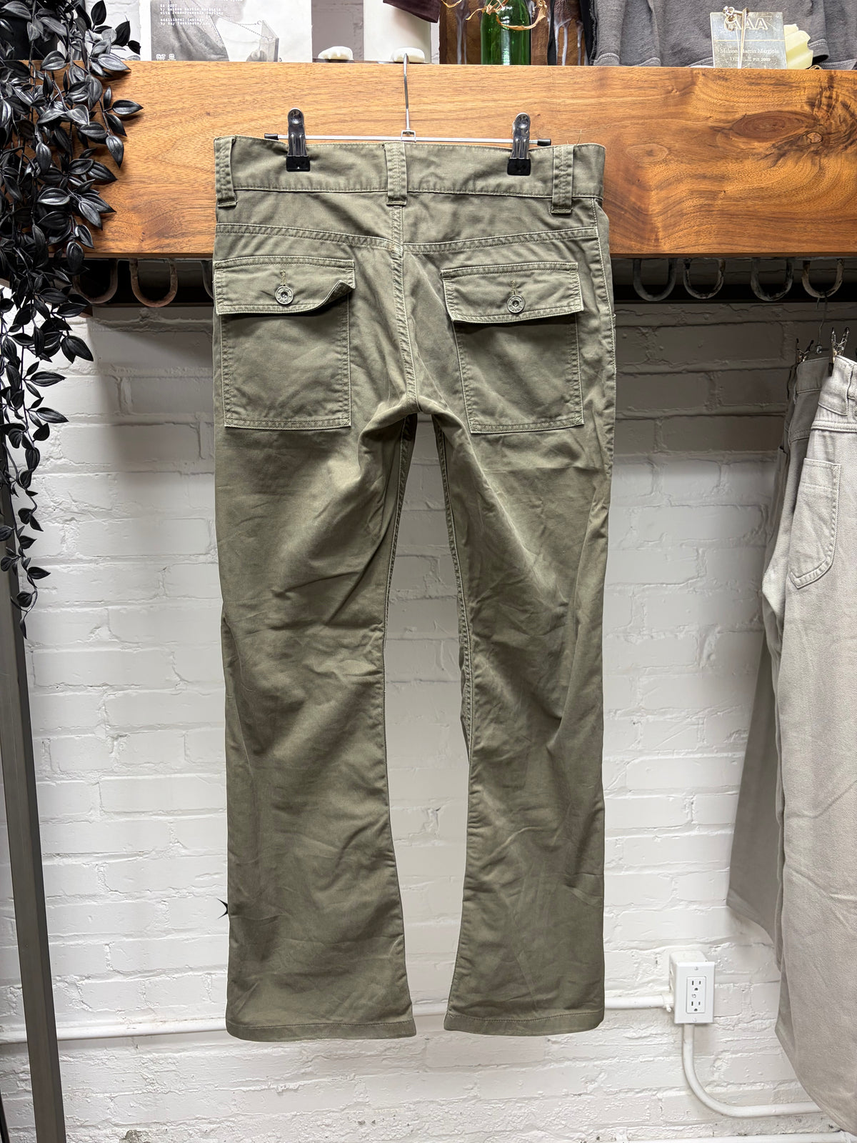 2000s Hysteric Glamour Flared Leg Green Low Rise Cargo Pants