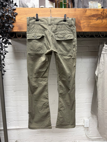 2000s Hysteric Glamour Flared Leg Green Low Rise Cargo Pants