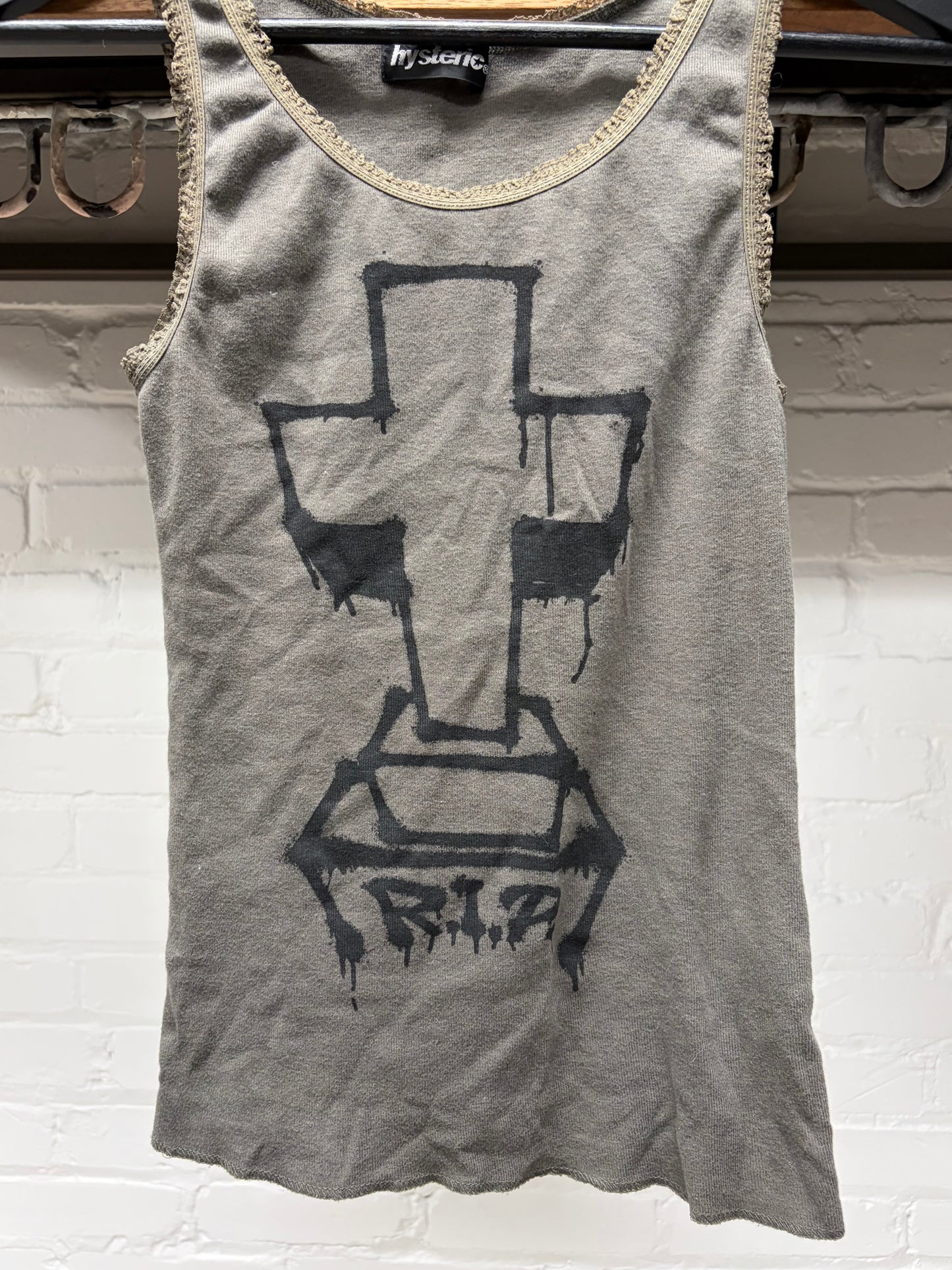 Vintage Hysteric Glamour ‘Tombstone’ Faded Grey Tank Top