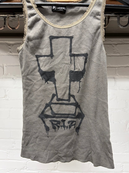 Vintage Hysteric Glamour ‘Tombstone’ Faded Grey Tank Top
