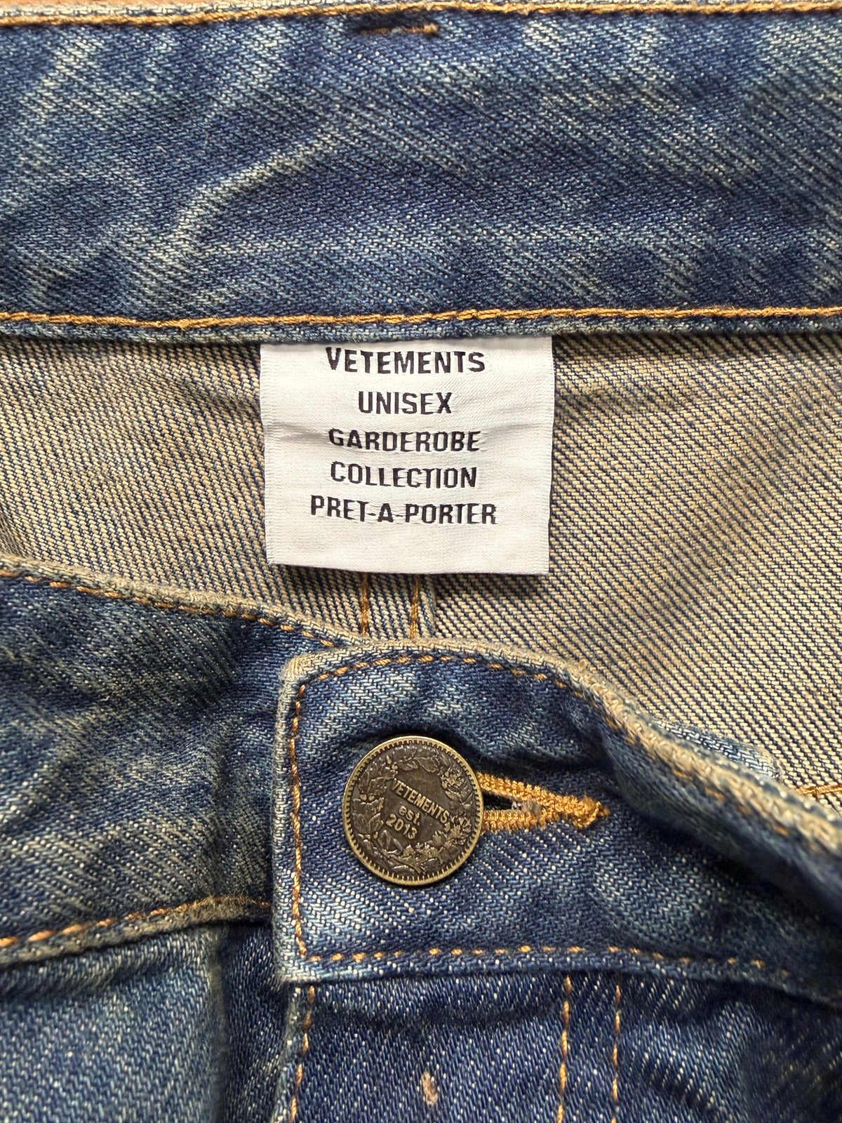 Vetements ‘Spiral Cut’ Blue Sand-Wash Denim
