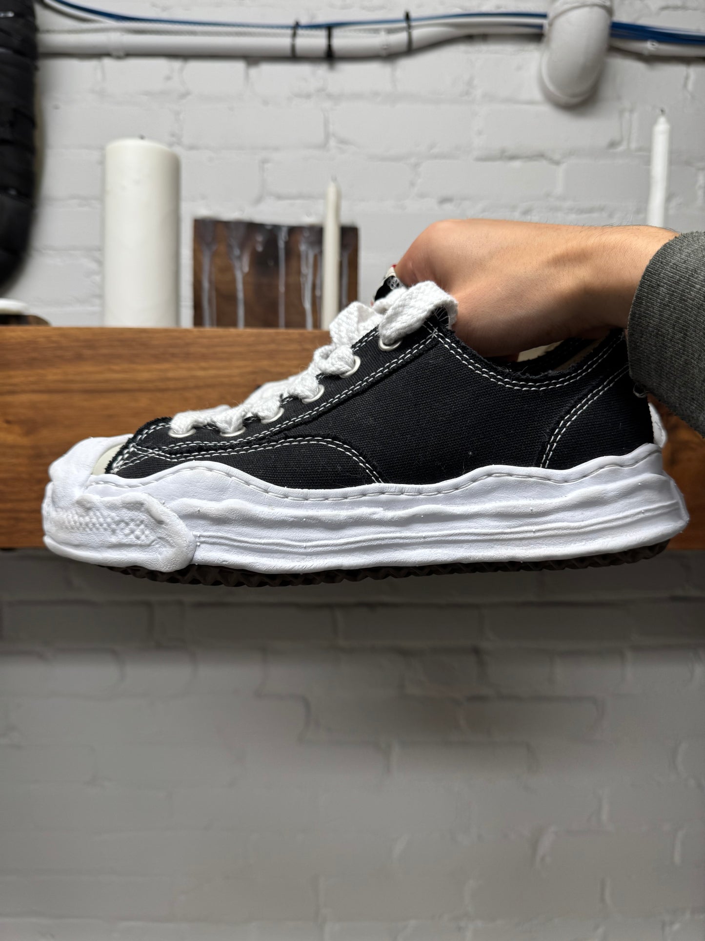 Mihara Yasuhiro ‘Melted’ Converse Black Canvas Low Top Sneakers