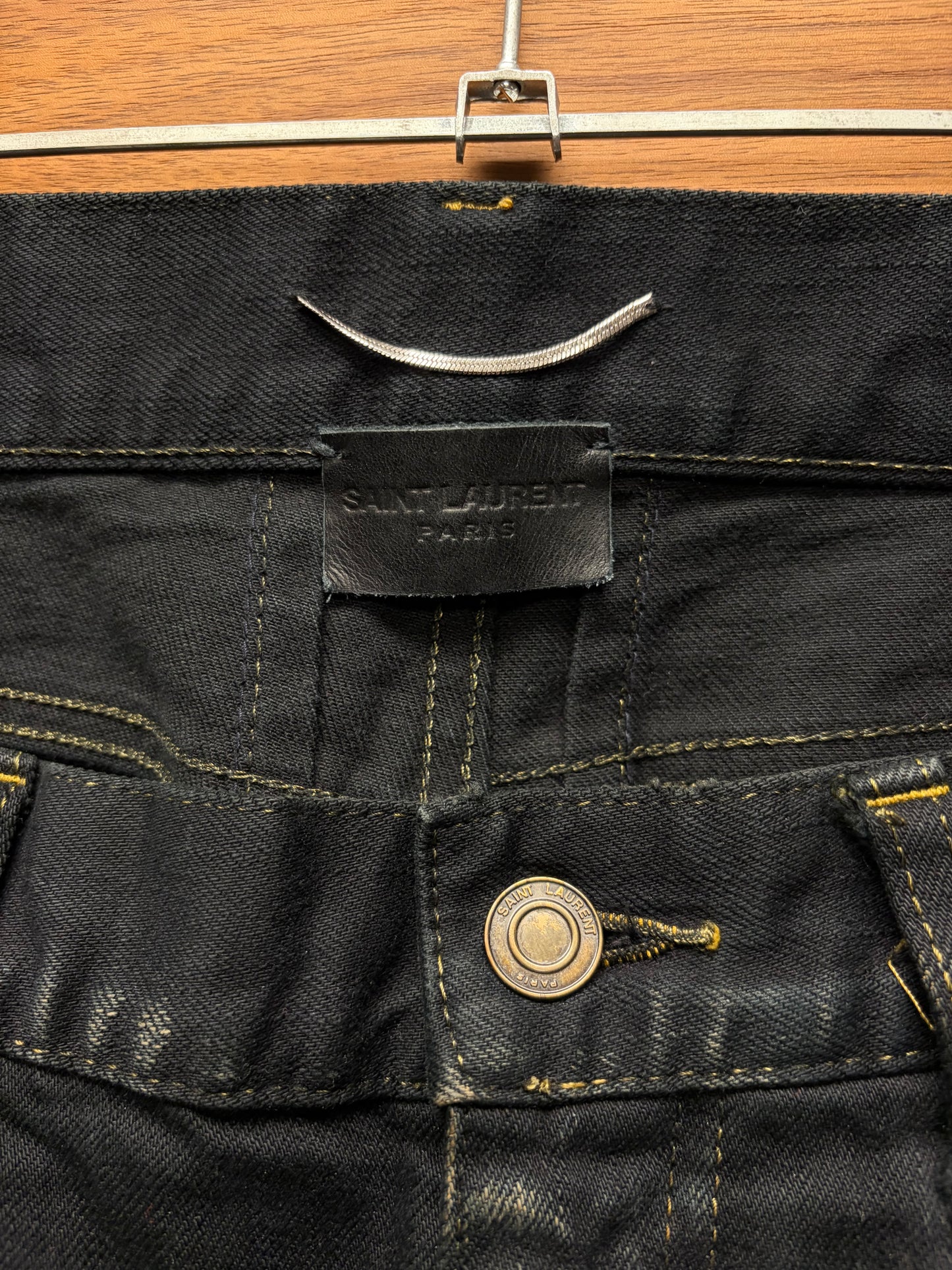 AW2015 Saint Laurent by Hedi Slimane ‘Oil Spill’ D02 Distressed Skinny Jeans