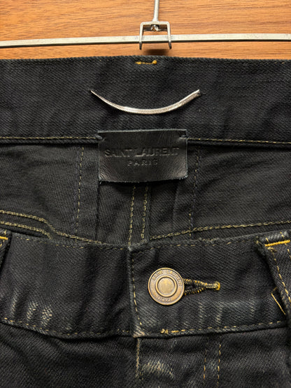 AW2015 Saint Laurent by Hedi Slimane ‘Oil Spill’ D02 Distressed Skinny Jeans