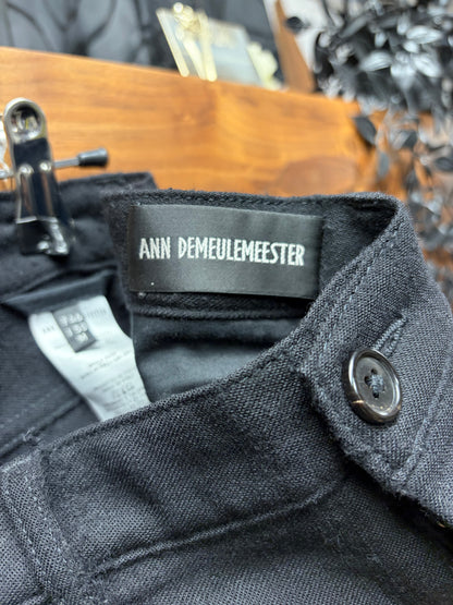Ann Demeulemeester Black Slim/Straight Cut Cropped Wool Trousers