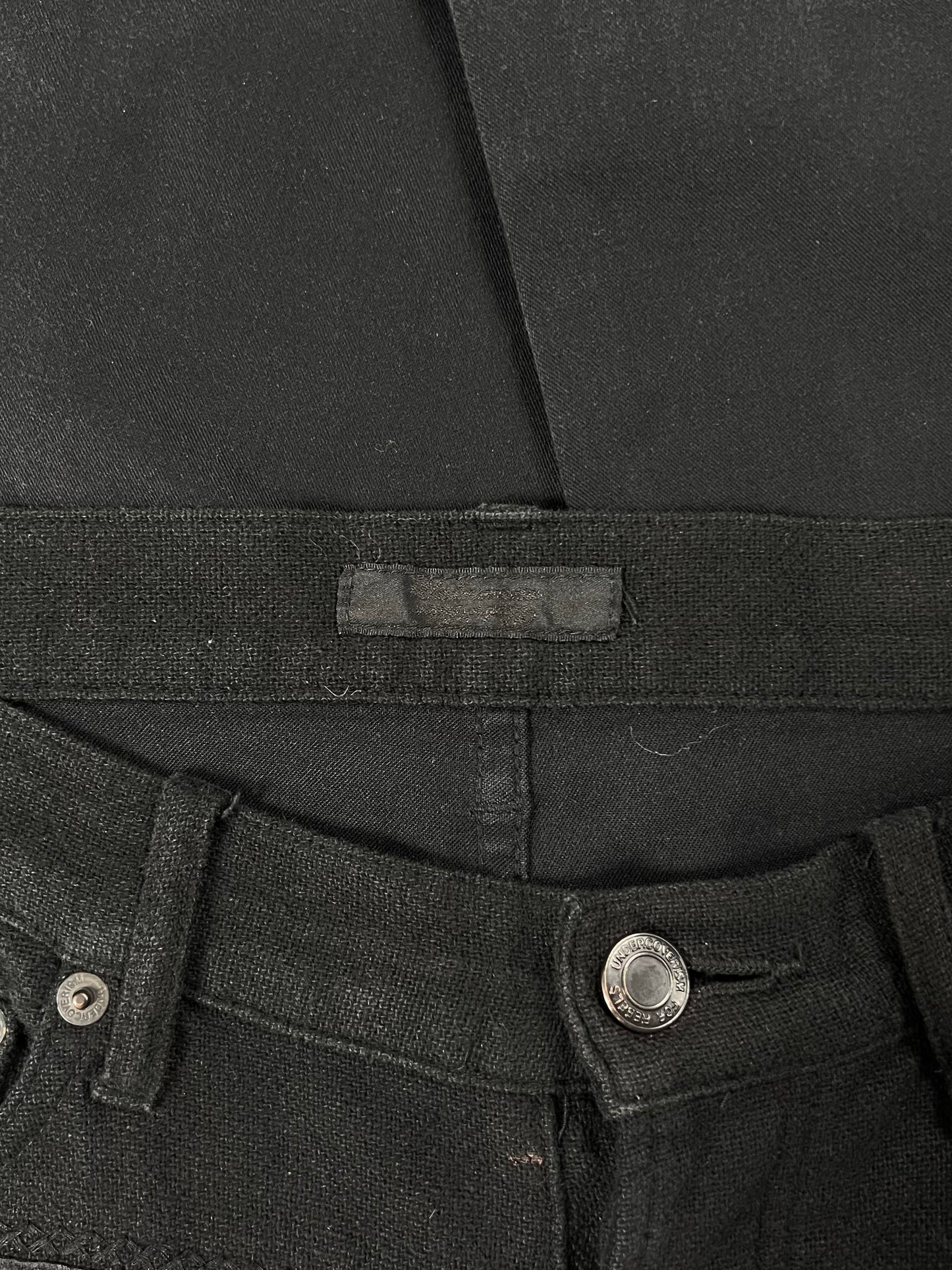 SS03 Undercover ‘Scab’ Patchwork Black Pants