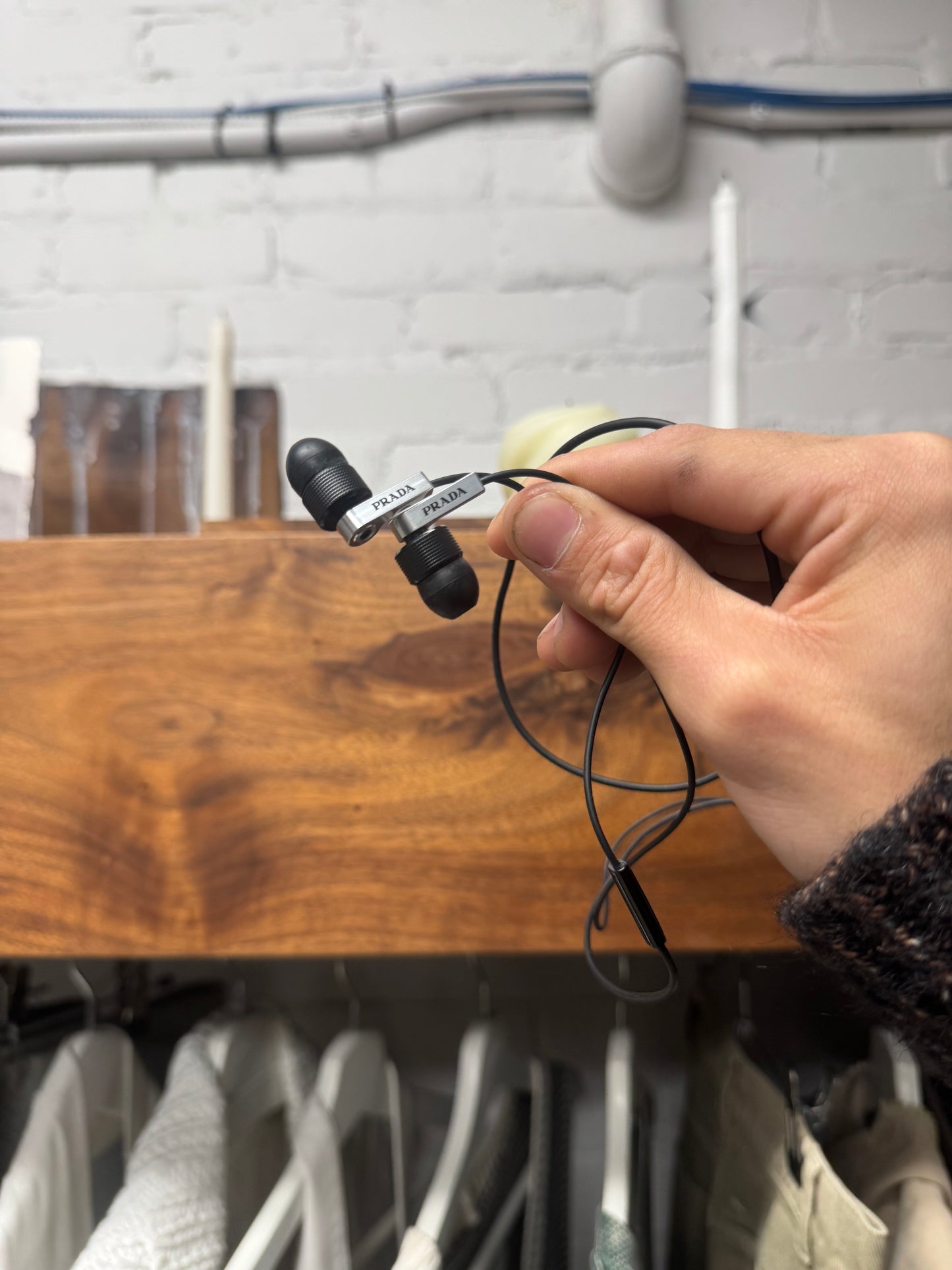 2007 Prada x L.G. Wired Black/Silver Earbuds