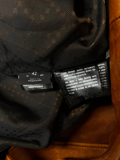2000s Gucci ‘Natural Patina’ Brown Calf Leather ‘Horsebit’ Biker Jacket