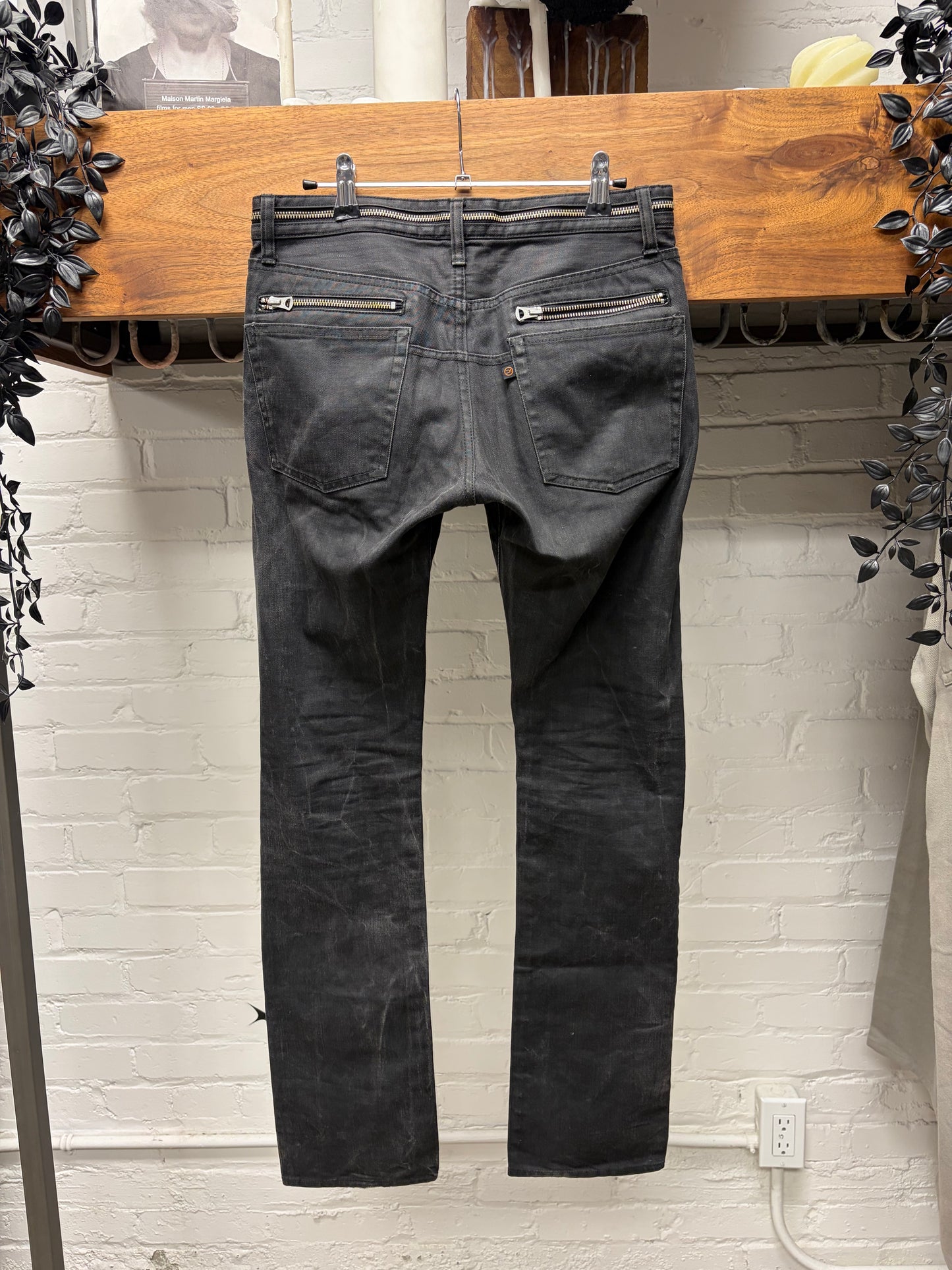 SS2007 Undercover ‘Purple’ Zipper Waist Detailed Black Skinny Jeans
