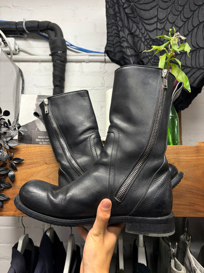 Rick Owens ‘Creeper’ Black Leather ‘Goodyear Sole’  Combat Boots