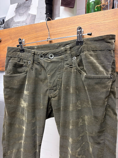 L.G.B. Distressed Corduroy ‘Murky Green’ Skinny Jeans
