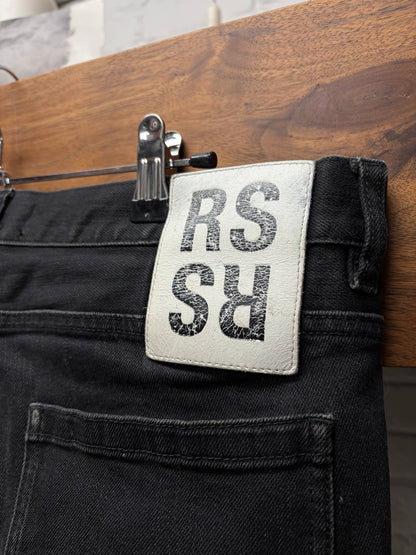 Raf Simons Leather ‘RS’ Logo Patch Black Skinny Jeans