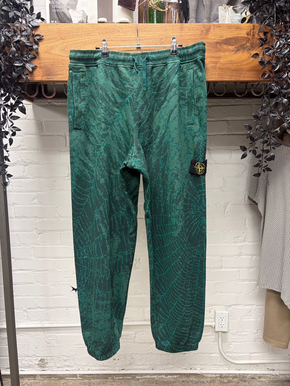 AW2023 Supreme x Stone Island Dark Green Spider Web Sweatpants