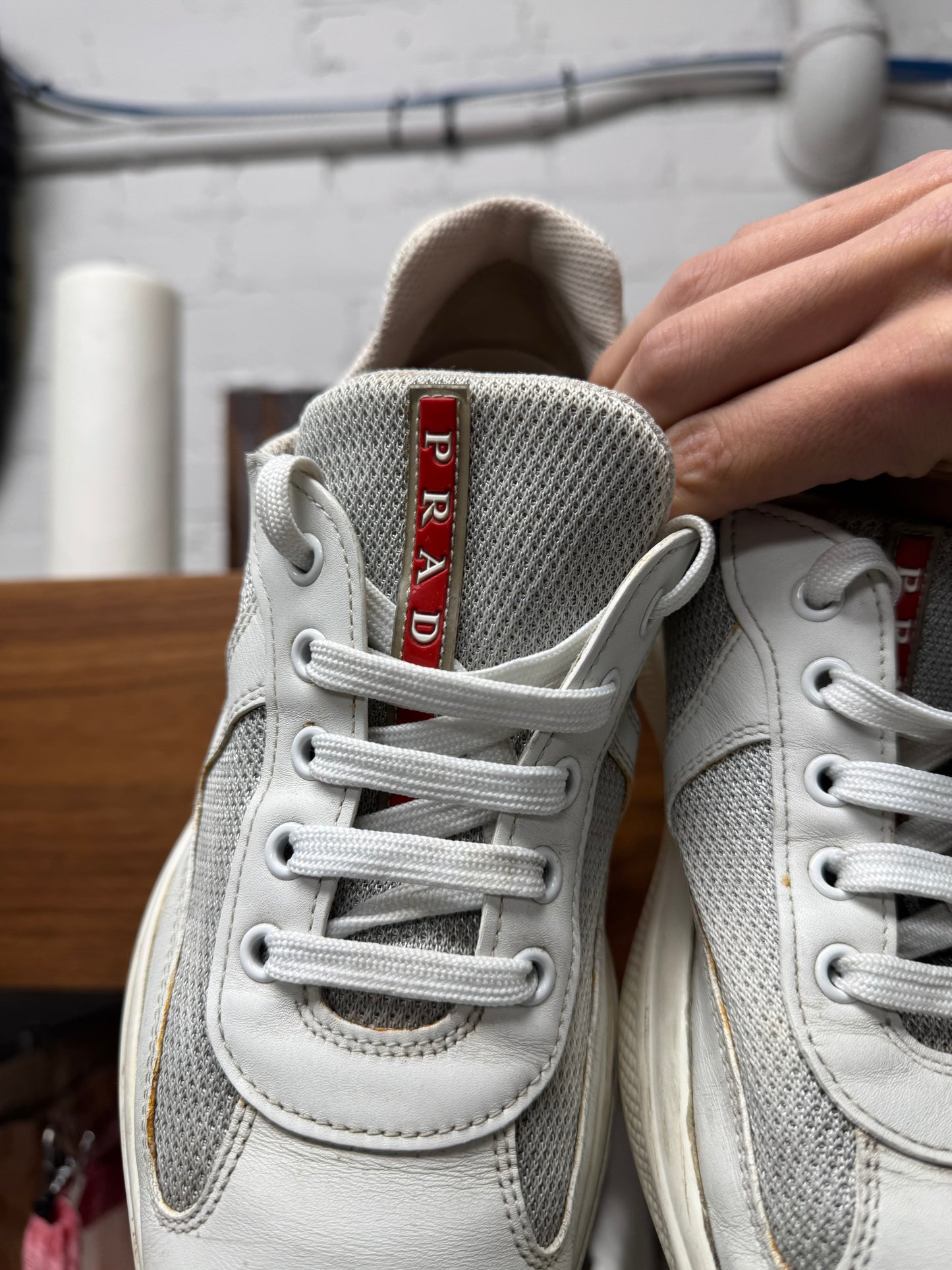 Prada ‘America’s Cup’ White Leather Low Top Sneakers
