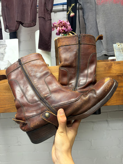 Vintage Dsquared2 Brown Calfskin Leather Cowboy Boots