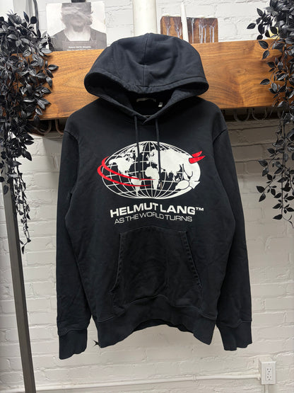Helmut Lang ‘World Turns’ Globe Graphic Black Pullover Hoodie