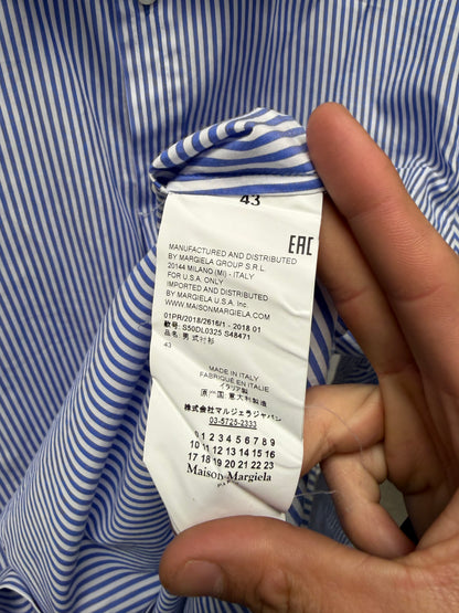 2018 Maison Margiela Pinstripe White/Blue Button Up Shirt