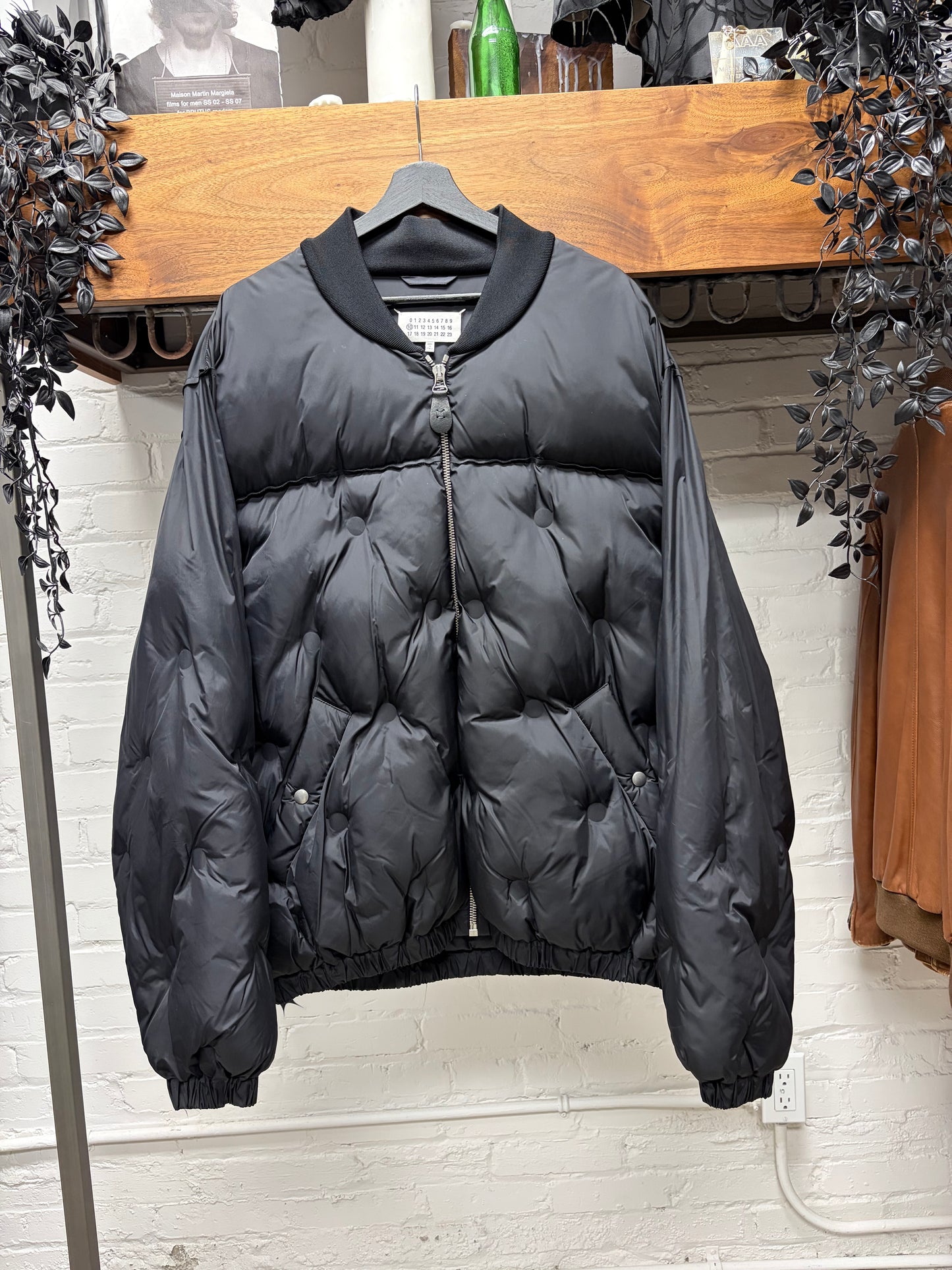 2020 Maison Margiela ‘Quilted’ Black Down Filled Zip-Up Bomber Jacket