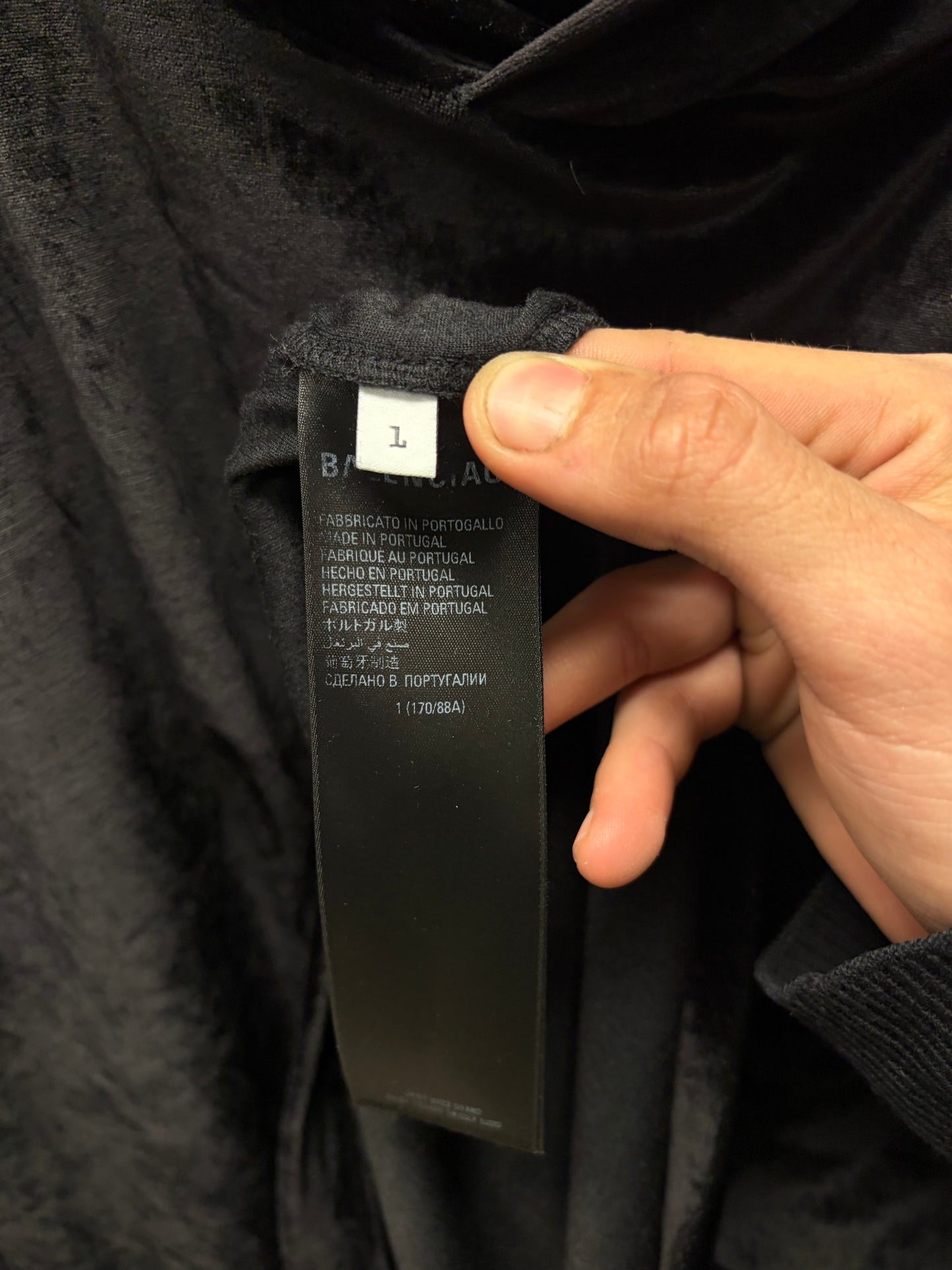 AW2022 Balenciaga ‘Velour’ Black Pullover Hoodie