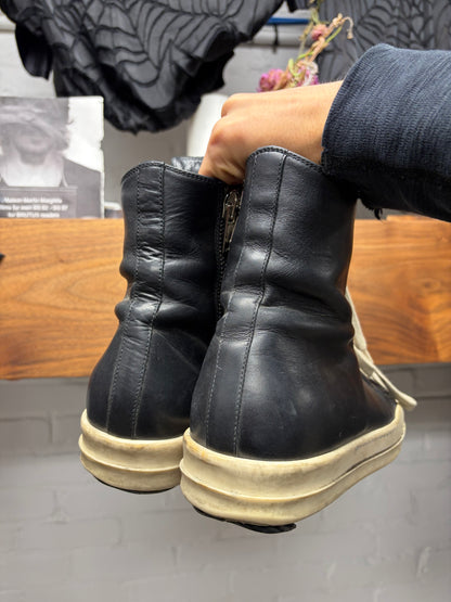 Rick Owens Mainline Black Leather ‘Ramones’ High Top Sneakers