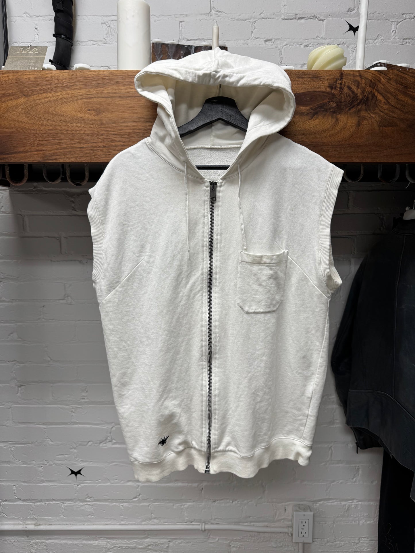 Dior Homme White ‘Bee Emblem’  Sleeveless Zip-Up Hoodie