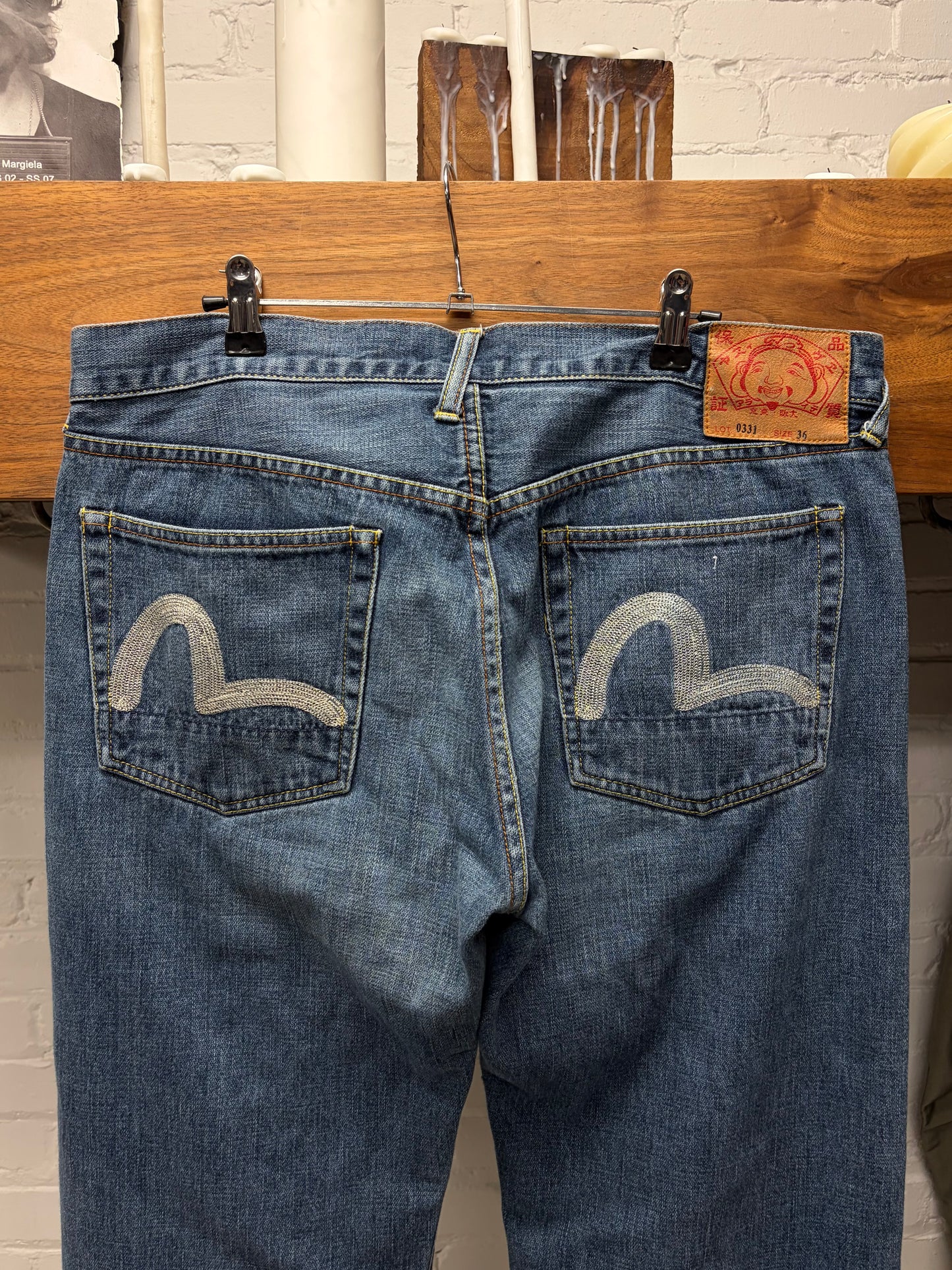 2000s Evisu ‘Gull Logo’ Blue/White Bootcut Denim