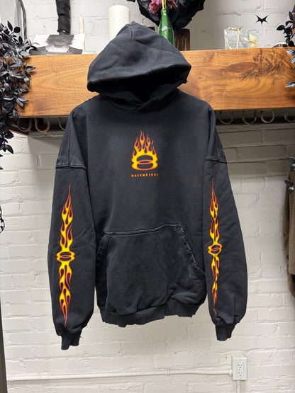 SS2024 Balenciaga ‘Unity Flame’ Distressed Black Pullover Hoodie