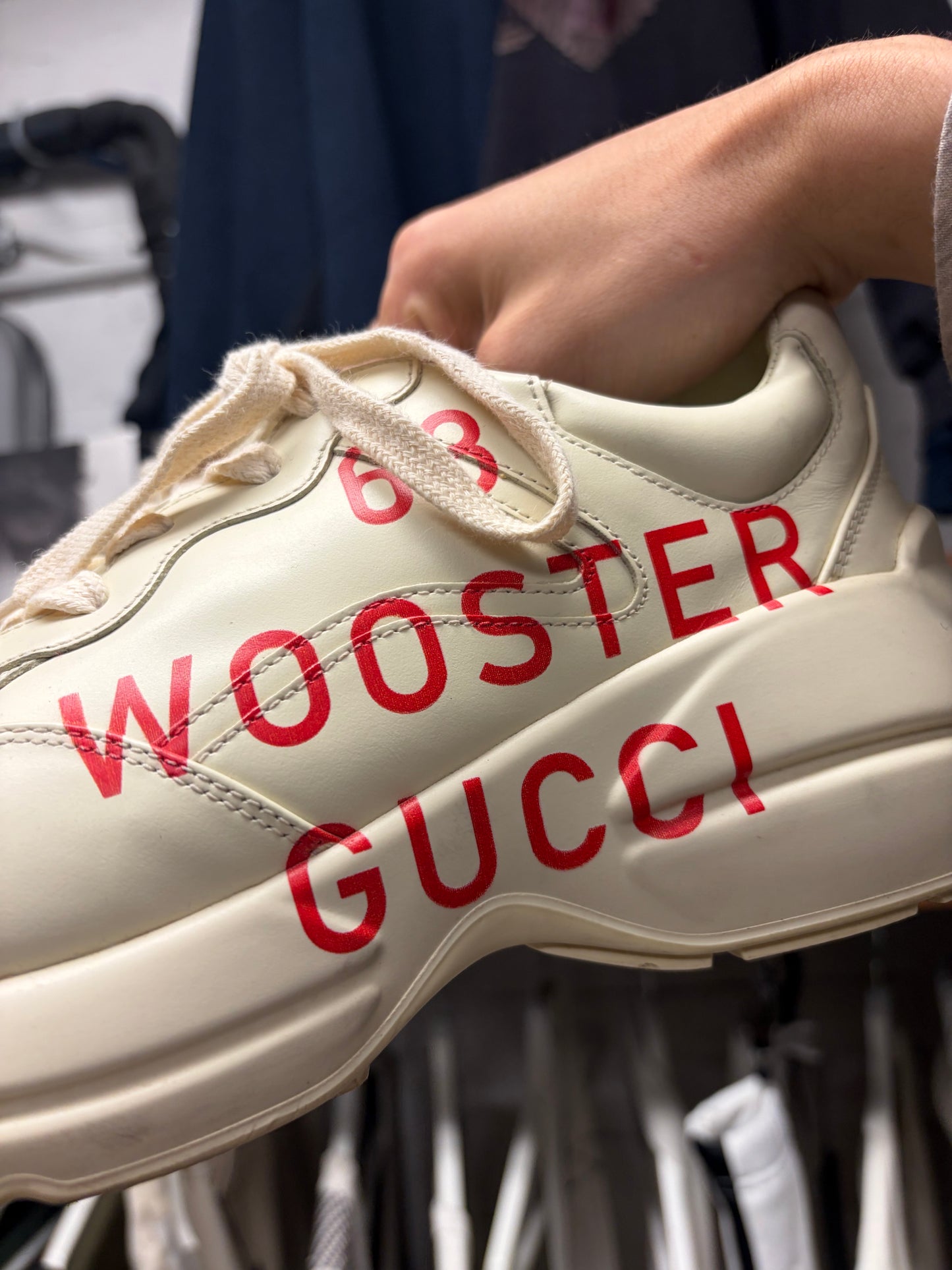 Gucci ‘Rhyton’ Wooster Cream White Low Top Leather Sneakers