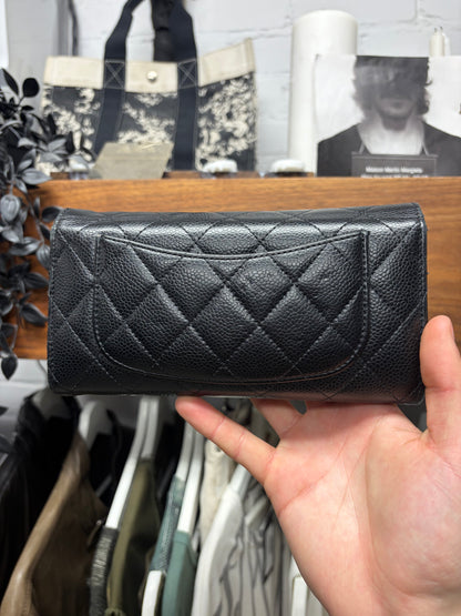 Chanel Quilted Lambskin Leather CC Top Flap Long Wallet